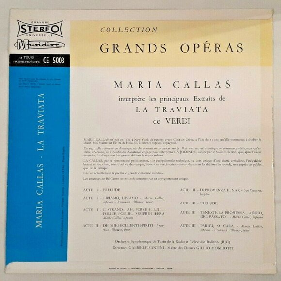 MARIA CALLAS LA TRAVIATA Grand Opera LP French Gabriele Santini Giulio Mogliotti - Picture 2 of 6